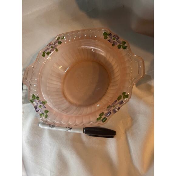 Vintage Pink Satin Glass with Hand Painting - Picture 7 of 12